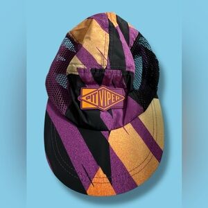 PIT VIPER Logo Strapback Hat Black Purple Flat Brim Cap Geometric All Over Print